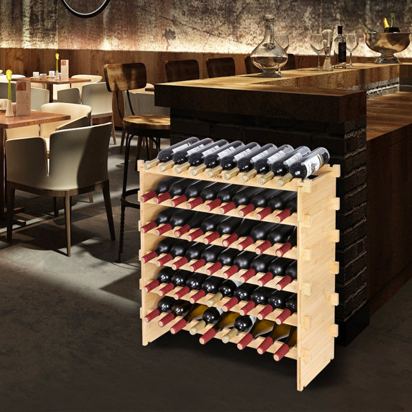 VEVOR 72 Bottle Stackable Modular Wine Rack, 8Tier Solid Bamboo Wood
